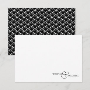 Elegant par Black Scallop Bröllop Stationery Anteckningskort