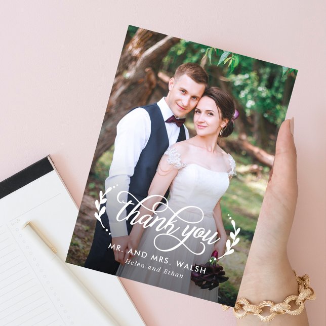 Elegant par Bröllop-fototackkort Tack Kort (Skapare uppladdad)