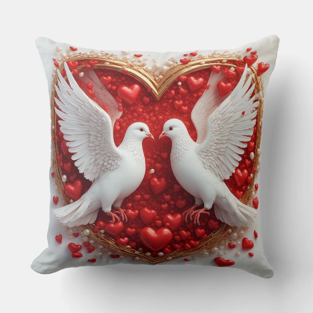 Elegant par duvor som symboliserar kärlek och enhe kudde (Framsida)