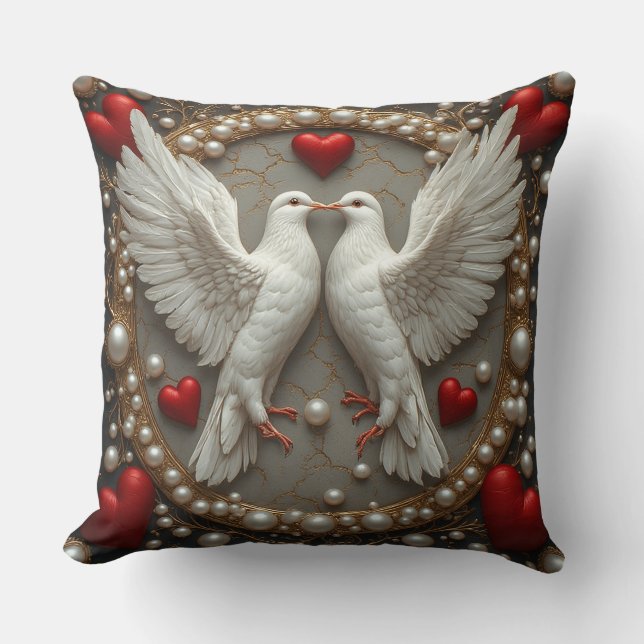 Elegant par duvor som symboliserar kärlek och enhe kudde (Framsida)