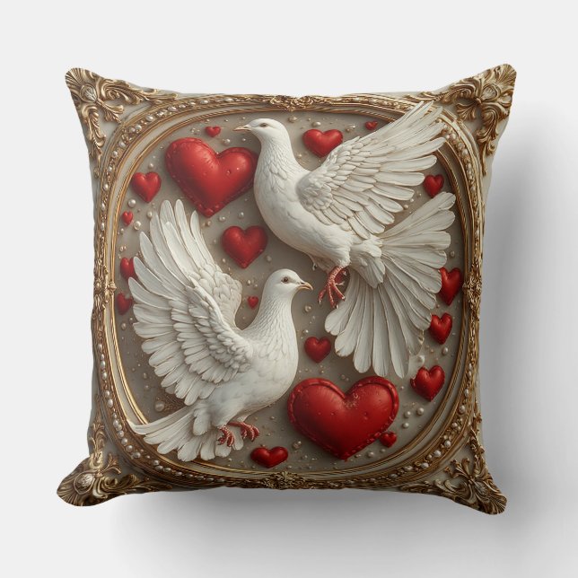 Elegant par duvor som symboliserar kärlek och enhe kudde (Framsida)