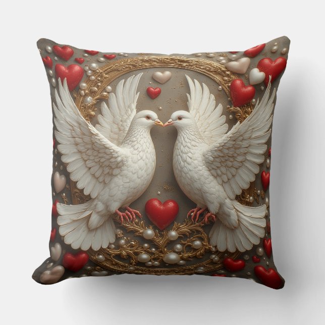 Elegant par duvor som symboliserar kärlek och enhe kudde (Framsida)