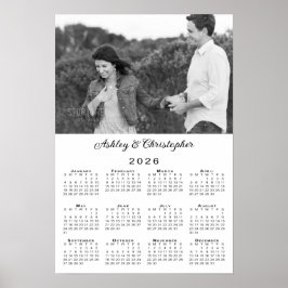 Elegant par foto och Namn 2026-kalender Poster
