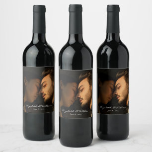 Elegant par fotominnesdag Bröllop Vinflaska Etikett