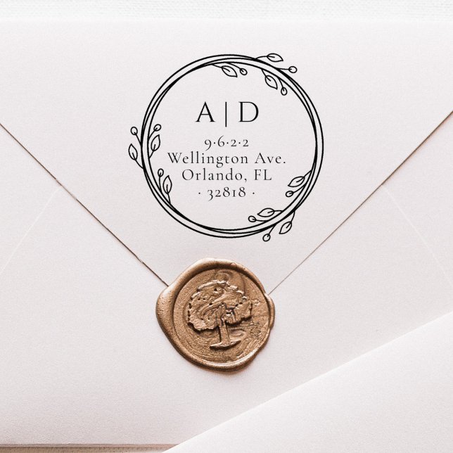 Elegant par Initialer botaniska Returadressen Självfärgande Stämpel (Skapare uppladdad)