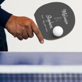 Elegant par Namn-datumskripttypografi Grått Pingisracket