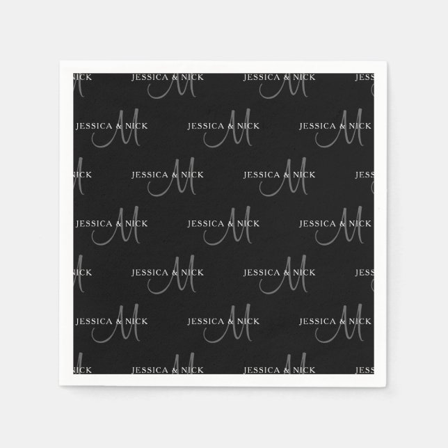 Elegant Par Namn och Monogram Pappersservett (Framsidan)