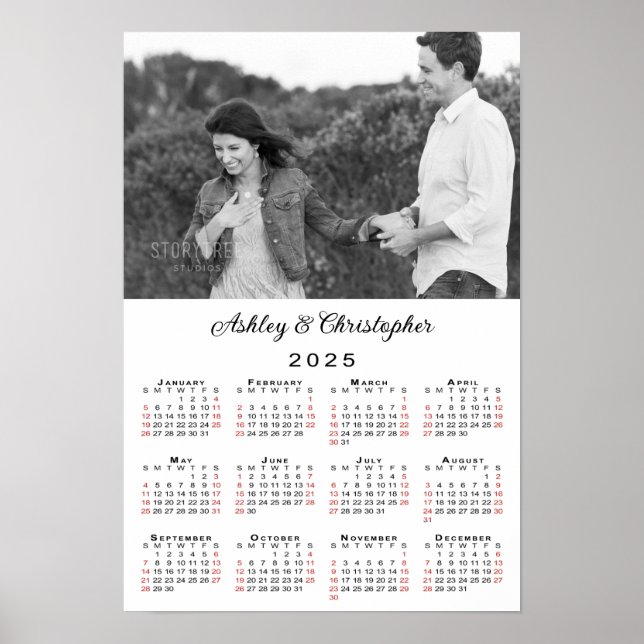 Elegant par Photo Namn 2025-kalender Poster (Framsidan)