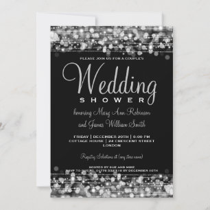 Elegant Par Shower Party Sparkles Silver Inbjudningar