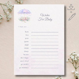 Elegant paraply önskar baby shower för babykort inbjudningar