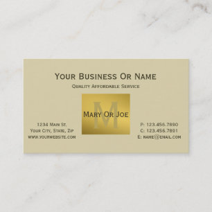 Elegant Parchment Cream, Luxury Guld Monogram Namn Visitkort