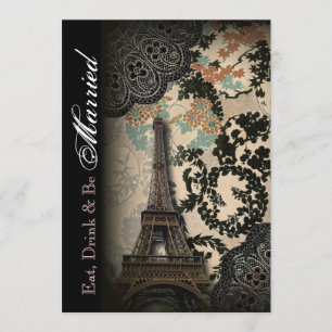 elegant Paris blommigt vintage repetitionsmiddag Inbjudningar