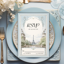 Elegant Paris Eiffel Torn Powder Blue Bröllop OSA Kort