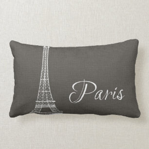 Elegant Paris Eiffel tornmörk - grå BurlapLook Lumbarkudde