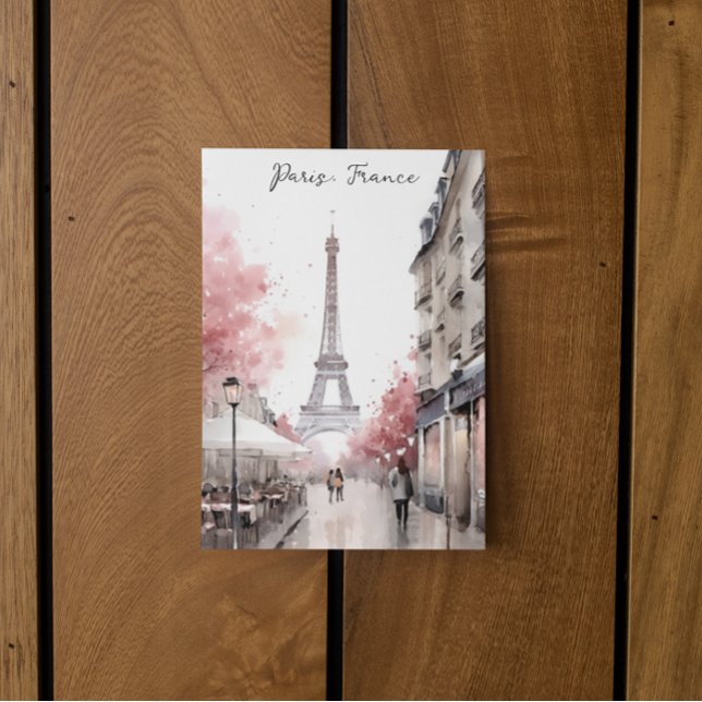 Elegant Paris Frankrike Eiffel Torn Painting Vykort (Paris France Romantic Travel Postcard)
