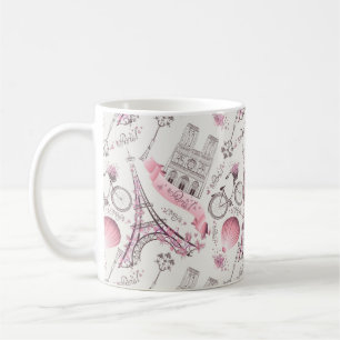Elegant Paris Frankrike Mode Sketch Kaffemugg