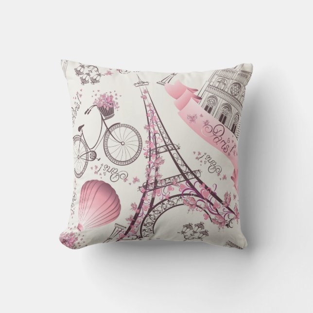 Elegant Paris Frankrike Mode Sketch Kudde (Framsida)