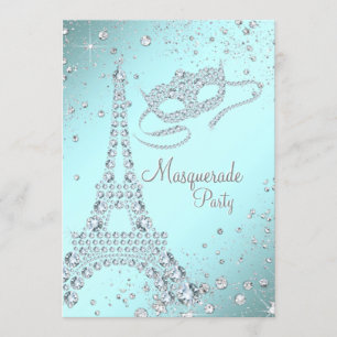 Elegant Paris maskeradfest Inbjudningar