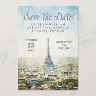Elegant Paris View Eiffel Torn Spara datumet