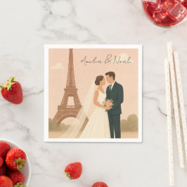 Elegant Paris Wedding Napkins Eiffel Tower Design Pappersservett