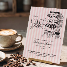 Elegant Parisiskt Café Bébé Fransk Baby Shower Inbjudningar