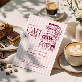 Elegant Parisiskt Café Bébé Fransk Babyfirande Inbjudningar