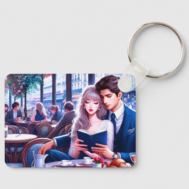 Elegant Parisiskt cafédatum: ett romskt Esc-värde Nyckelring (Framsida)