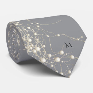Elegant Pärl Guld Script Bröllop Romantiska Pärlor Slips