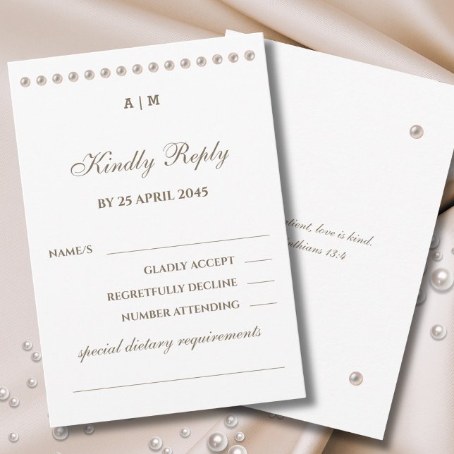 Elegant pärl kristen bröllops-RSVP-kort  OSA Kort (Skapare uppladdad)