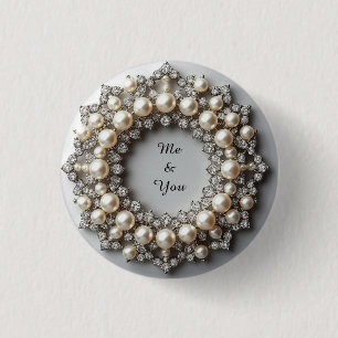Elegant pärl- och diamantsmycke knapp