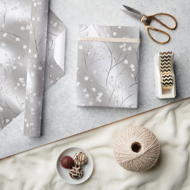 Elegant pärl silver frost glans abstrakt mönster presentpapper (Hantverk)