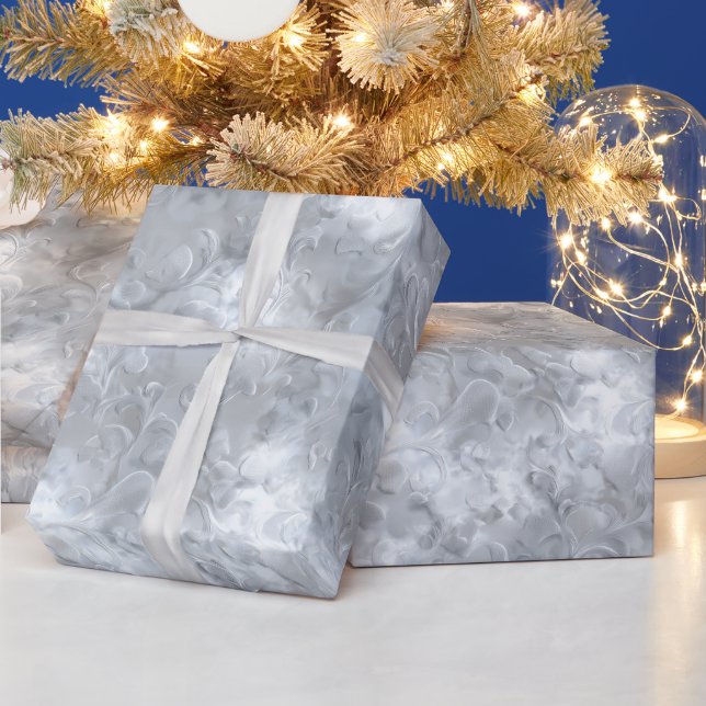 Elegant pärl silver frost glans abstrakt mönster presentpapper (Helgdagar)