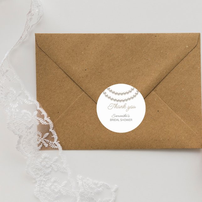 Elegant Pärlbröllopsdusch  Runt Klistermärke (Skapare uppladdad)