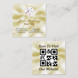 Elegant Pärlglänsande Guld Logo QR-kod Visitenkort Fyrkantigt Visitkort