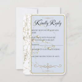 Elegant pärlguld Script Bröllop Romantiska pärlor OSA Kort