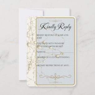Elegant pärlguld Script Bröllop Romantiska pärlor OSA Kort