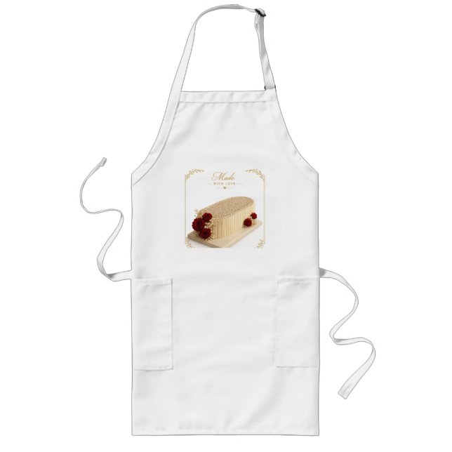 Elegant Pärlkaka Apron Långt Förkläde (Framsidan)