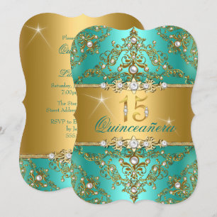 Elegant Pärlmönstrad Jade Quinceanera Inbjudningar