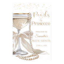 Elegant Pärlor och Prosecco Bröllopsfest Affisch