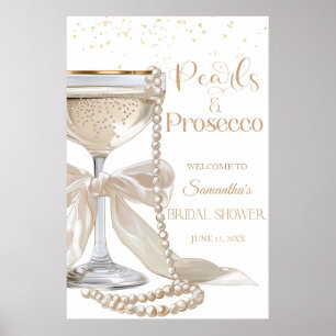 Elegant Pärlor och Prosecco Bröllopsfest Affisch