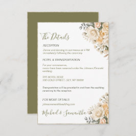 Elegant pärlvit och elfenbensros bröllop tilläggskort