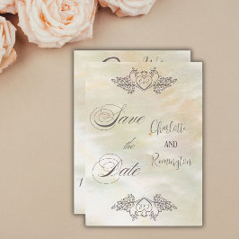 Elegant Pärlvit Persika Save the Date Inbjudningar