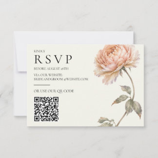 Elegant Päron-Peony Modern Bröllop Horisontell OSA Kort