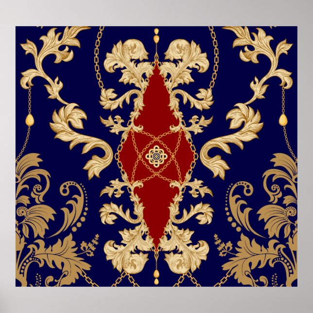 Elegant Päronfrukt: Vintage Sömlös Poster (Framsidan)