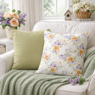 Elegant Päronlavendel & Enhetlig Grönsalvi Grön Vå Kudde