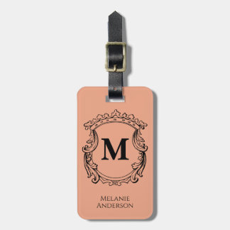 Elegant päronmonogram-krön bagagebricka