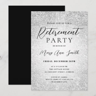 Elegant, Party Glam Silver Glitter Inbjudningar