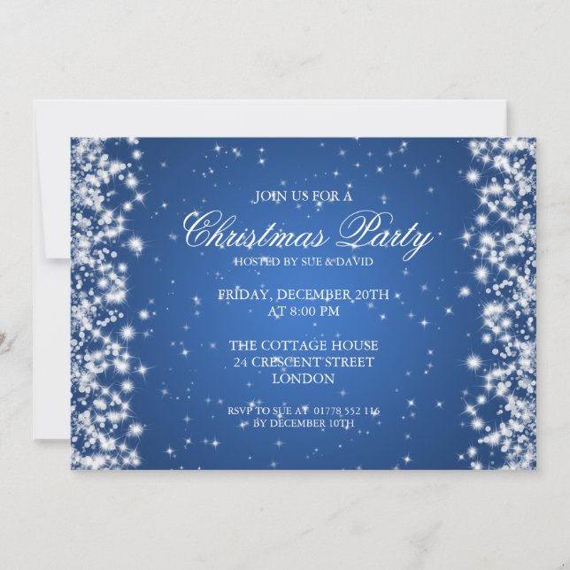 Elegant Party Gnistra Blue Inbjudningar (Framsida)