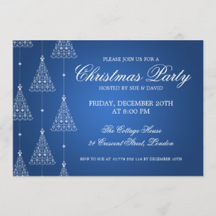 Elegant Party God jul Träd Blue Inbjudningar