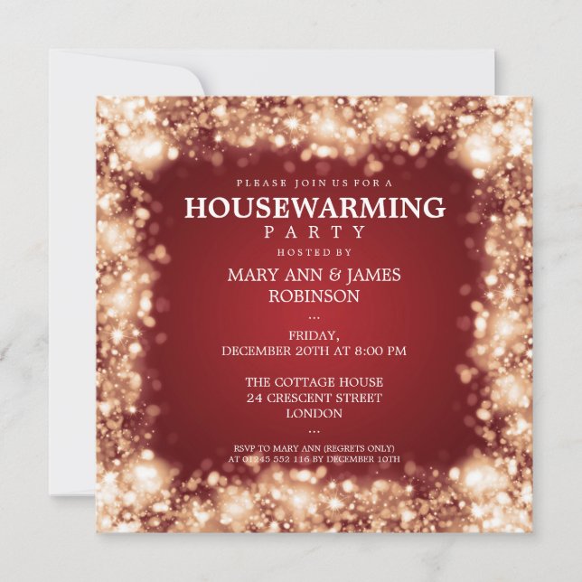 Elegant Party Guld Sparande Ljus Inbjudningar (Framsida)